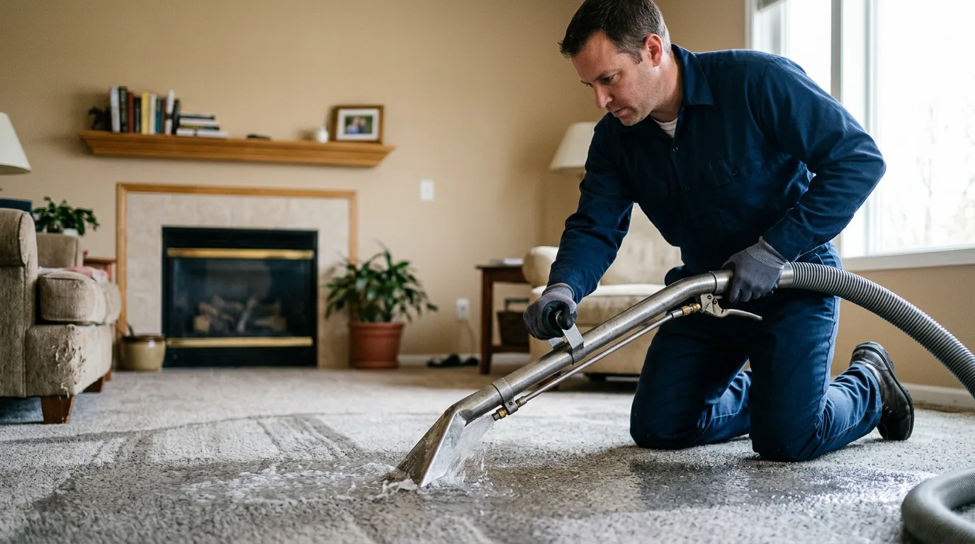 Water damage restoration technician working near Frederic, WI